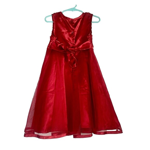 Holiday Editions Girls RED Dress w/Tie, Bow, Ruffles & Sleeveless -Size 4/5 T - Picture 2 of 5